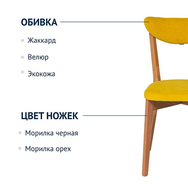 Стул Ruby, велюр желтый, каркас бук - Вид 6