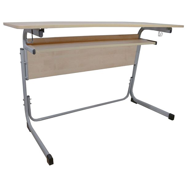 Стол-парта 2-местный регулируемый "Атлант", 1200х500х520-640 мм, рост 2-4, серый каркас, ЛДСП клён - Вид 1