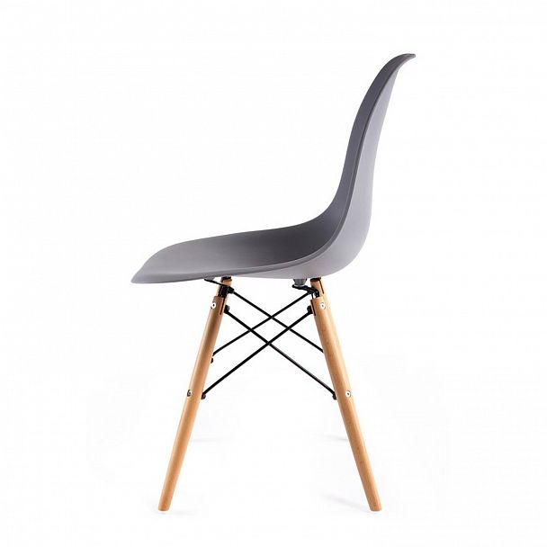 Стулья BRABIX "Eames CF-010", КОМПЛЕКТ 4 шт., пластик серый, опоры дерево/металл, 532632, 2033A - Вид 4