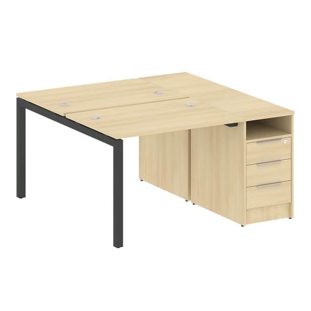 Metal System Quattro Р. ст. с тумбой на П-образном м/к 50БП.РС-СТП-2.1 Акация/Антрацит металл 1412*1475*750 - Вид 1