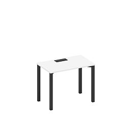 Стол письменный на металлокаркасе, столешница с заглушкой Space+ А1 ЧР 002 БП белый премиум / черный гладкий - Фото предпросмотра