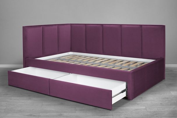 Кровать «Лайф с ящиками», 1200 темно-розовая - Вид 3