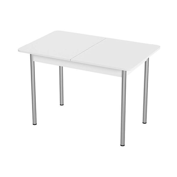 Стол Лион 2 ЛДСП (Подстолье прямое хром(мет)) НЕ ВЫБИРАТЬ Белый матовый - Вид 1