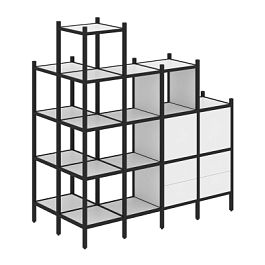 Loft Угловой внешний стеллаж наборный VR.L-58 Белый бриллиант/Чёрный металл 862*1694*1869 - Фото предпросмотра