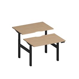 Рабочая станция на электроприводе с вырезами Elevo А2 ЧР 101.2 НД натуральный дуб / черный гладкий - Фото предпросмотра