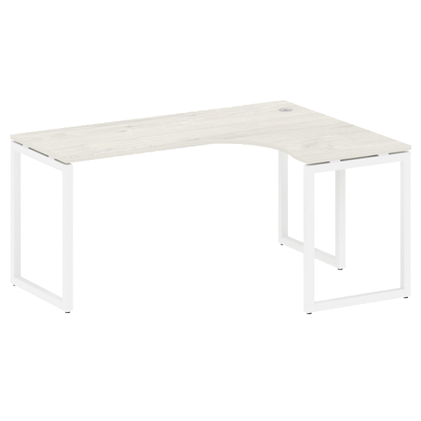Metal System Quattro Стол криволинейный правый на О-образном м/к 40БО.СА-4 (R) Дуб наварра/Белый металл 1600*1200*750 - Вид 1