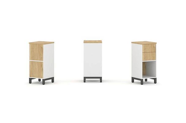 Style Project Набор стеллажа 1 сторон., 2 яр. SN.NS-211 Белый/Тиквуд Светлый/Металл Антрацит 387*400 - Вид 1