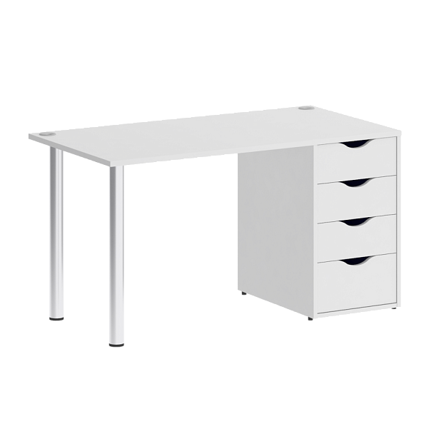 Home Office Стол письменный VR.SP-3-138.4 Белый бриллиант/Хром опоры 1380*720*750 - Вид 1