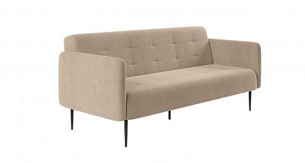 Monaco диван-кровать прямой с подлокотниками, трехместный, бархат бежевый 5 - Вид 2