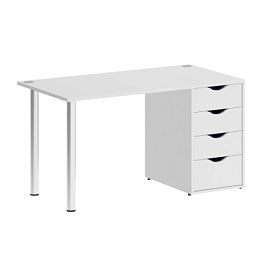 Home Office Стол письменный VR.SP-3-138.4 Белый бриллиант/Хром опоры 1380*720*750 - Фото предпросмотра