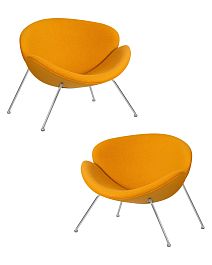 Набор 2 шт Кресло дизайнерское DOBRIN EMILY (желтая ткань AF13, хромированная сталь) - Фото предпросмотра