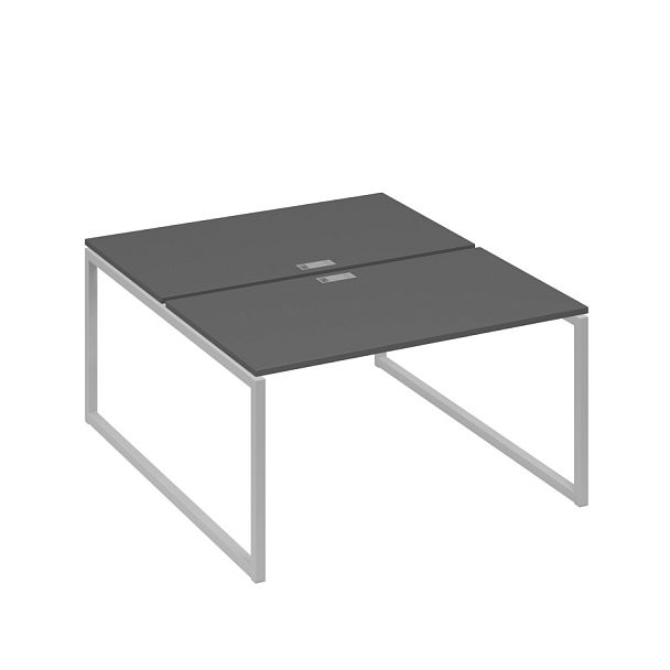 Рабочая станция QUATTRO (2х140) опоры металлокаркас A4 А4 Б4 177 БП антрацит премиум / металлокаркас серый - Вид 1