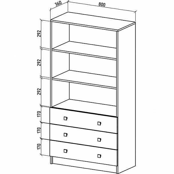 Стеллаж комбинированный Бостон-4 - Вид 2
