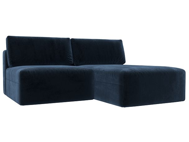 Диван угловой модульный Лига-060 НПБ угол универсальный Велюр синий - Вид 2