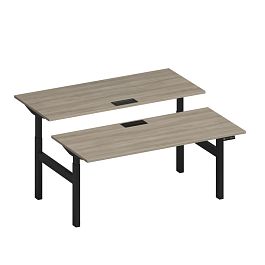 Рабочая станция на электроприводе с заглушками Elevo А2 ЧР 104 ВЛ вяз либерти/ черный гладкий - Фото предпросмотра