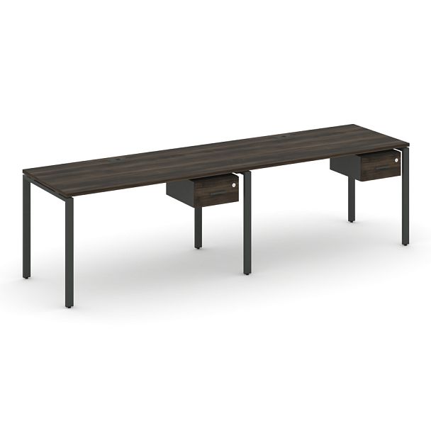 Concept Рабочая станция односторонняя с подвес. тумбами 2 места CN.ORS-109 W Дуб Мали/Антрацит/Металл Антрацит 1960*720*750 - Вид 1