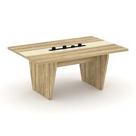 Корнер Стол переговорный COR.PRG-18.E-1 Гикори Песочный/Ваниль 1800*1200*750 - Фото предпросмотра