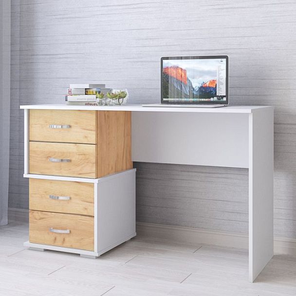 Стол письменный Сити-2 (1200*750*500) белый/дуб крафт золотой - Вид 1