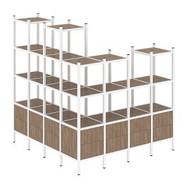 Loft Угловой внешний стеллаж наборный VR.L-55 Дуб аризона/Белый металл 1694*1694*1869 - Фото предпросмотра