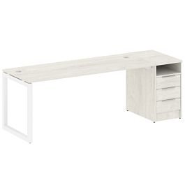 Metal System Quattro Р. ст. с тумбой на О-образном м/к 50БО.РС-СТП-1.5 Дуб наварра/Белый металл 2212*720*750 - Фото предпросмотра