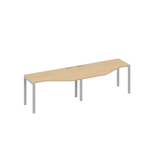 Рабочая станция столы Техно на металлокаркасе UNO (2х140) A4 А4 Б1 053-2 БП натуральный дуб / металлокаркас серый - Вид 1
