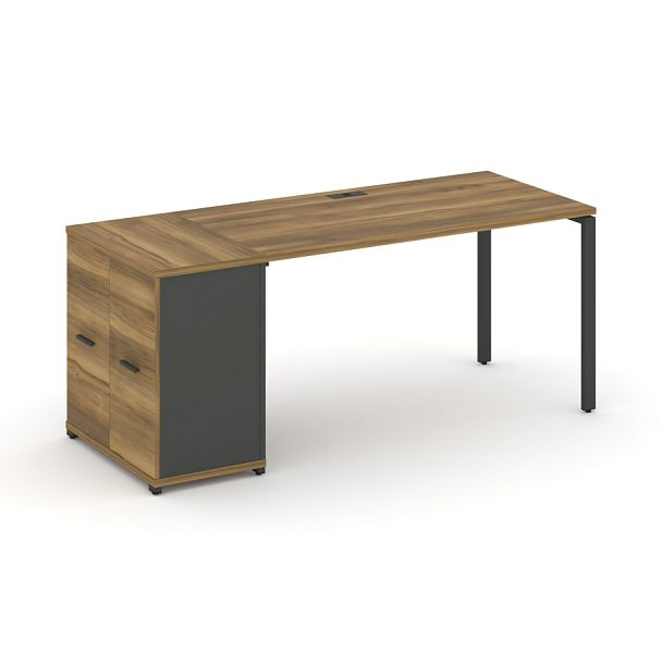 Concept Стол рабочий с опорным распаш. шкафом CN.SP-219 W Сандал Янтарный/Антрацит/Металл Антрацит 1800*720*750 - Вид 1