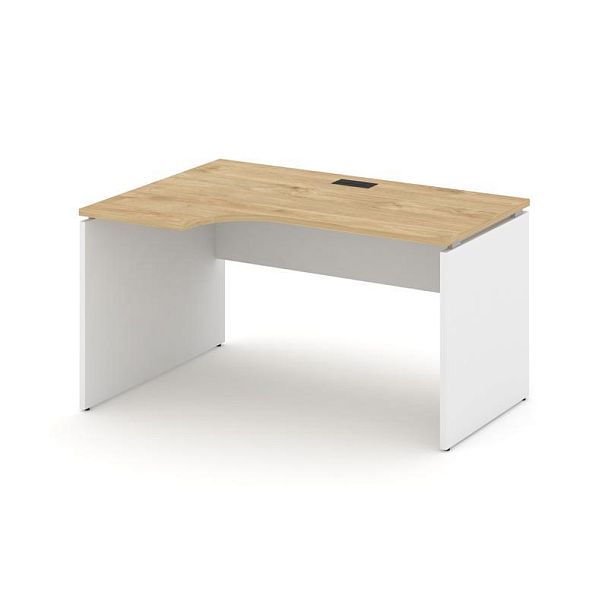 Стайл Проджект Стол рабочий эргоном. SN-D.SPA-002(L) Тиквуд Светлый/Белый/Черная Заглушка 1580*600/9 - Вид 1