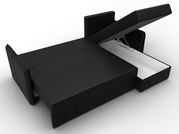 Диван угловой Слим угол универсальный Экокожа черный - Вид 9