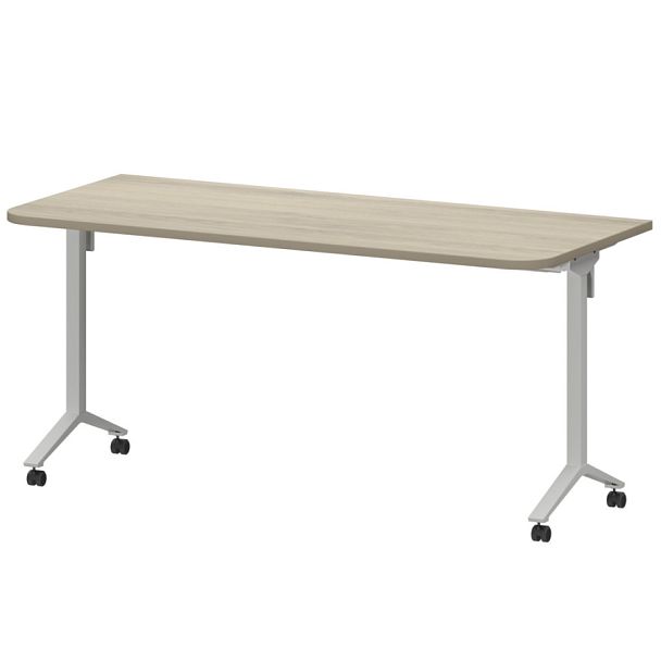 Стол мобильный складной радиусный МБ25-160.70Р Кронберг/Белый 1600x700x750 Моби - Вид 1