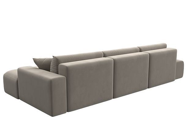 Диван угловой Лига-036 Модерн Лонг правый угол Микровельвет бежевый - Вид 6