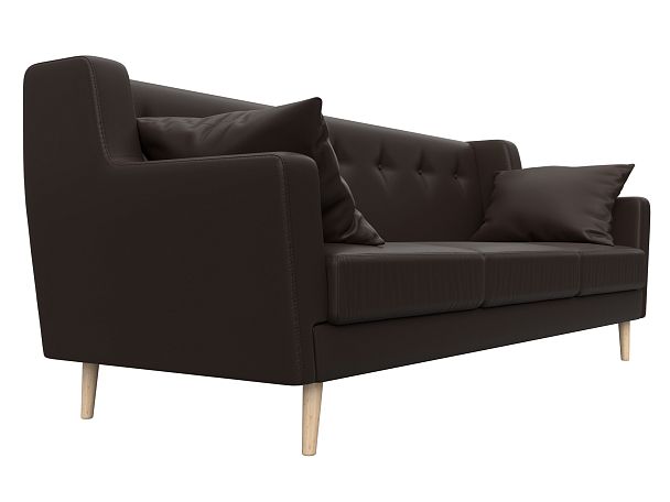 Прямой диван Брайтон 3 (полностью экокожа коричневая) - Вид 3