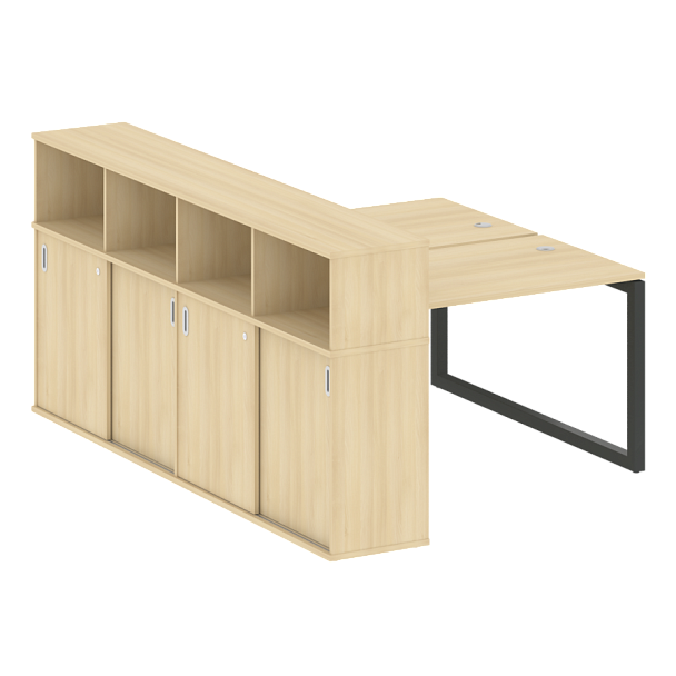 Metal System Quattro Р. ст. с шкафом-купе на О-образном м/к 50БО.РС-СШК-4.2 Т Акация/Антрацит металл 1610*2332*1098 - Вид 1