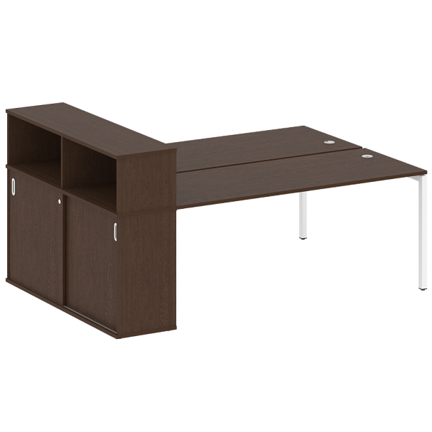 Metal System Quattro Р. ст. с шкафом-купе на П-образном м/к 40БП.РС-СШК-2.5 Т Венге/Белый металл 2210*1475*1098 - Вид 1