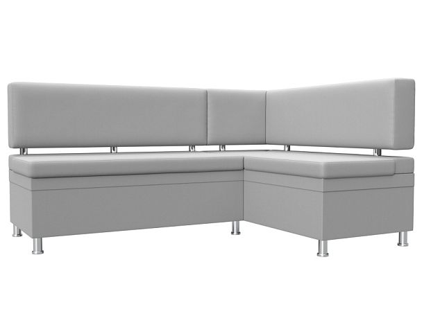 Кухонный уголок Стайл правый (полностью экокожа белая) - Вид 1