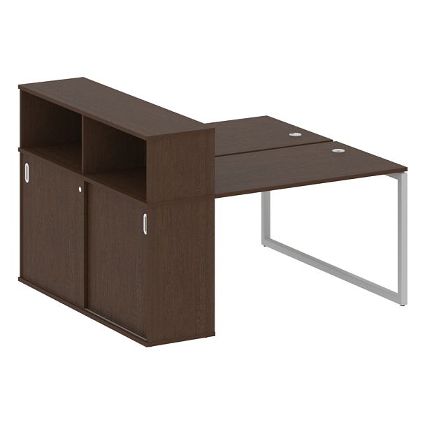 Metal System Quattro Р. ст. с шкафом-купе на О-образном м/к 40БО.РС-СШК-2.2 Т Венге/Серый металл 1610*1475*1098 - Вид 1