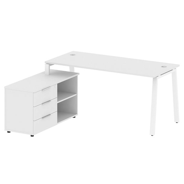 Metal System Р. ст. с тумбой на А-образном м/к БА.РС-СТС-2.4 (L) Белый/Белый металл 1700*1520*750 - Вид 1