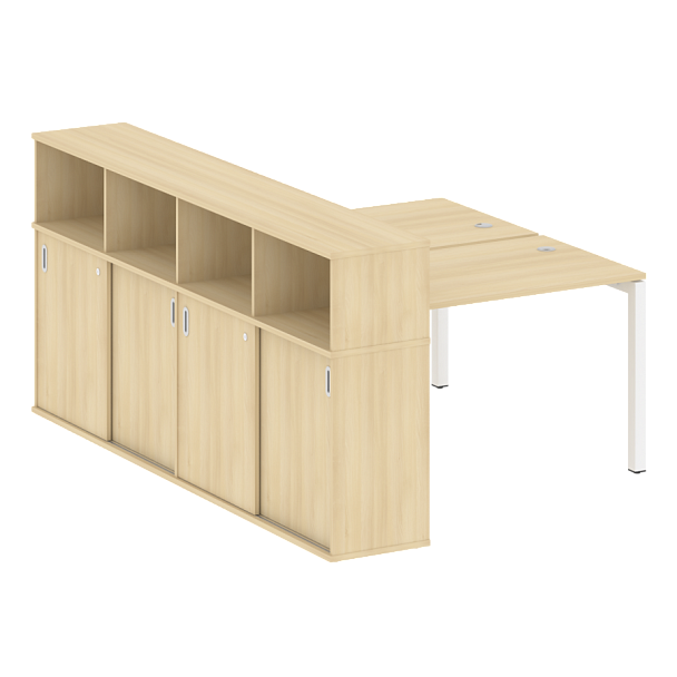 Metal System Quattro Р. ст. с шкафом-купе на П-образном м/к 50БП.РС-СШК-4.2 Т Акация/Белый металл 1610*2332*1098 - Вид 1