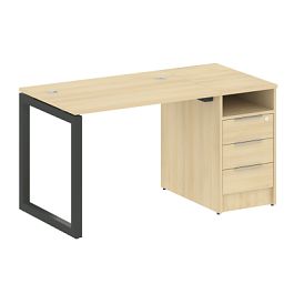 Metal System Quattro Р. ст. с тумбой на О-образном м/к 50БО.РС-СТП-1.1 Акация/Антрацит металл 1412*720*750 - Фото предпросмотра