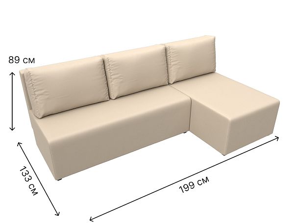 Угловой диван Поло правый (полностью экокожа бежевая) - Вид 9