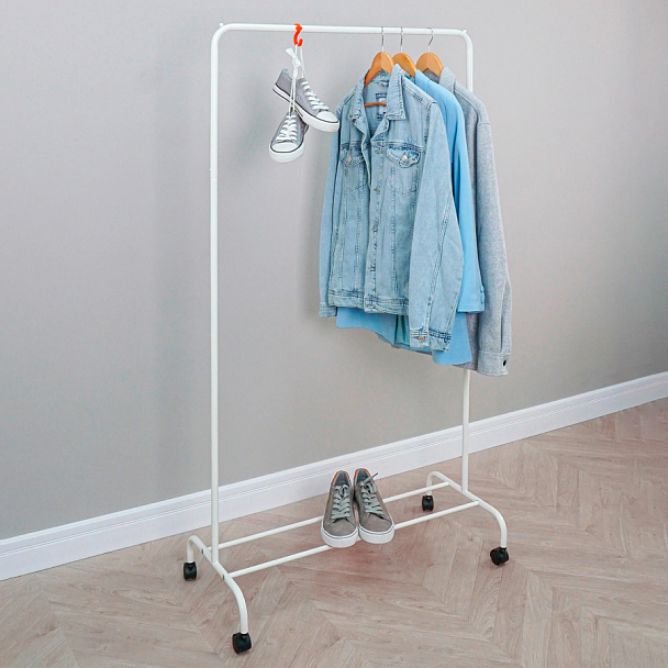 Вешалка для плечиков "Радуга-2", 1520х820х390 мм, передвижная, металл, белая, ВНП 299 Б - Вид 7