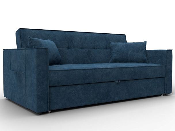 Диван прямой Лига-104 (160) Велюр синий - Вид 1