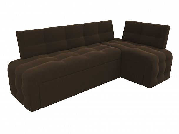 Кухонный угловой диван Люксор правый (полностью микровельвет коричневый) - Вид 4
