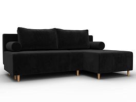 Диван угловой Лига-102 угол универсальный Велюр черный - Фото предпросмотра