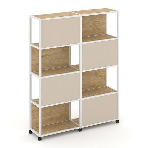 Shelf Mobile Стеллаж 5 уровней 2 секции VR.LT-STK-516.12 Тиквуд Светлый/Металл Белый/W-04 2370*400*2000 - Вид 1
