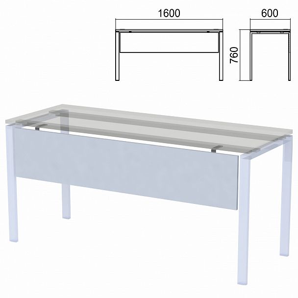 Царга к столам на металлокаркасе "Арго", шириной 1600 мм, серый - Вид 2
