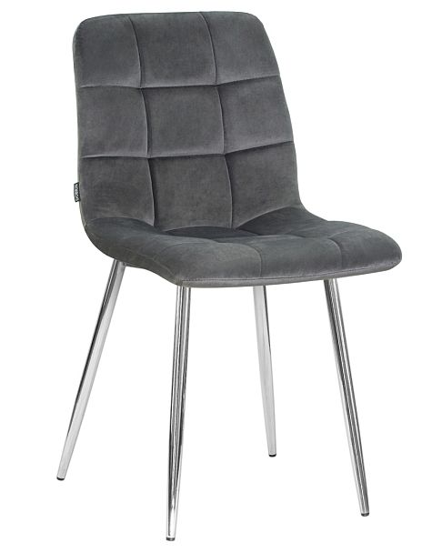 Стул обеденный DOBRIN ALEX (хром ножки, темно-серый велюр (V108-91)) - Вид 1