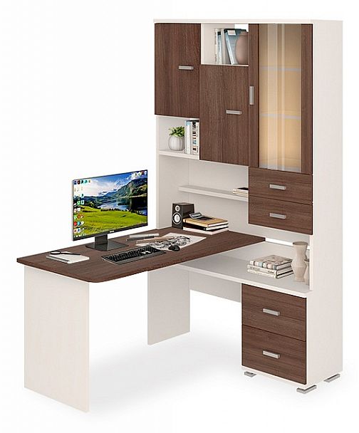 Стол компьютерный Домино СР-620/140 Белый/Шамони правый - Вид 1