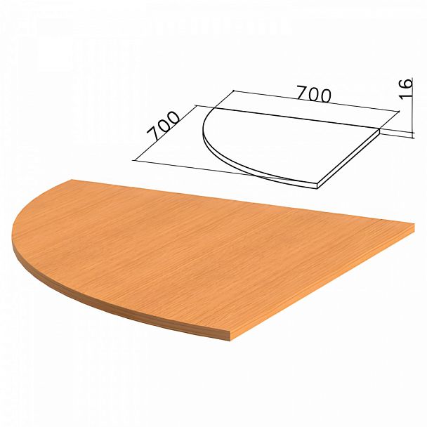 Стол приставной угловой "Фея", 700х700х750 мм, БЕЗ ОПОРЫ (640072), орех милан, ПФ09.5 - Вид 1