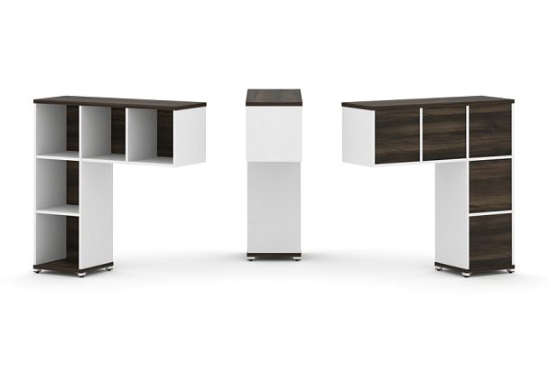 Concept Надставка низкая CN.ONN-001 Дуб Мали/Белый Бриллиант/Металл Белый 1099*365*1130 - Вид 1