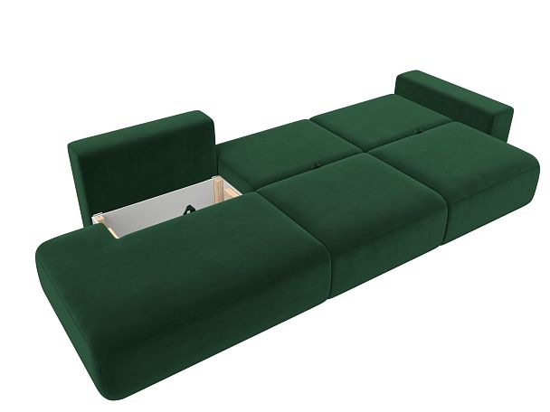 Диван прямой Лига-036 Модерн Лонг подлокотник справа Велюр зеленый - Вид 9